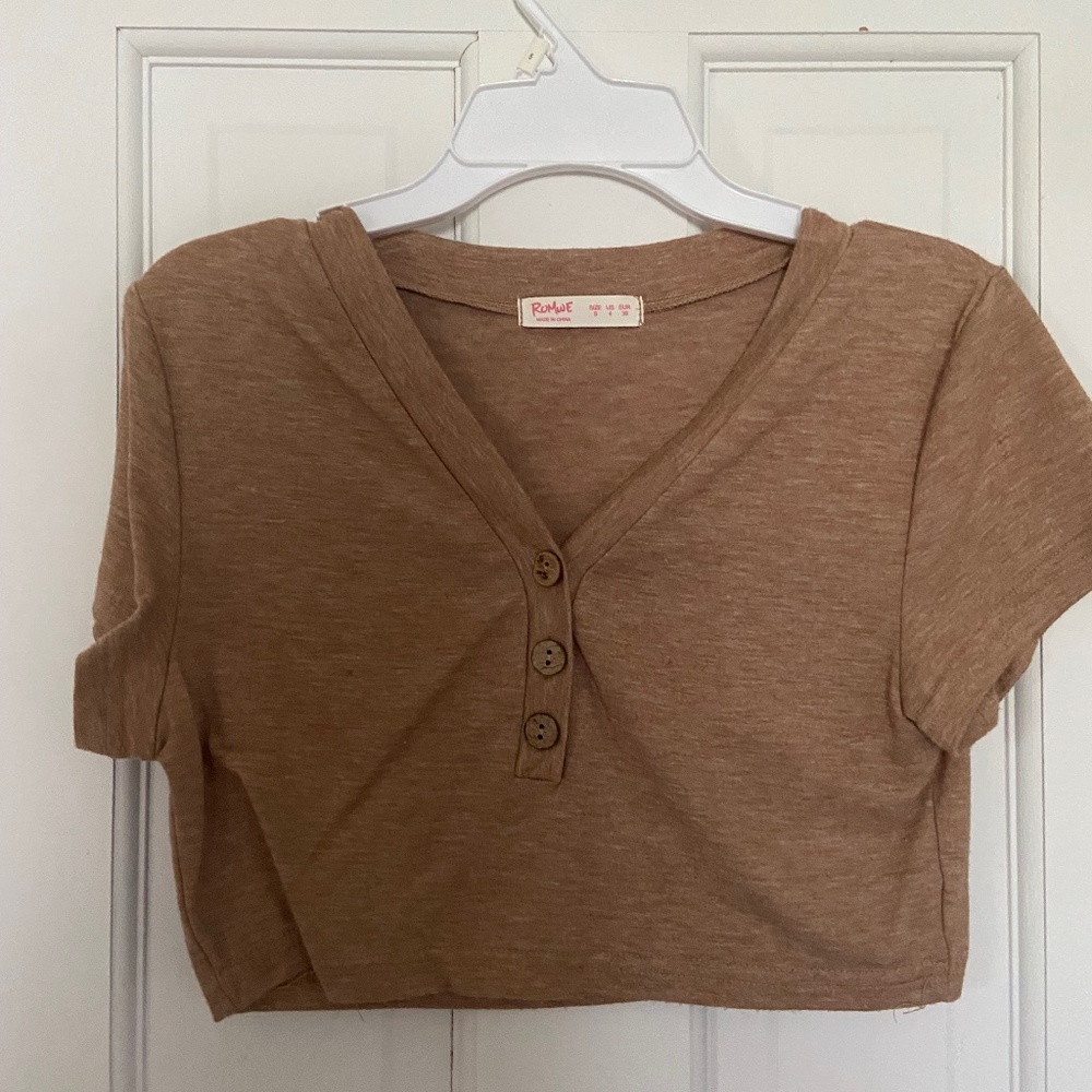 Brown Button Tee